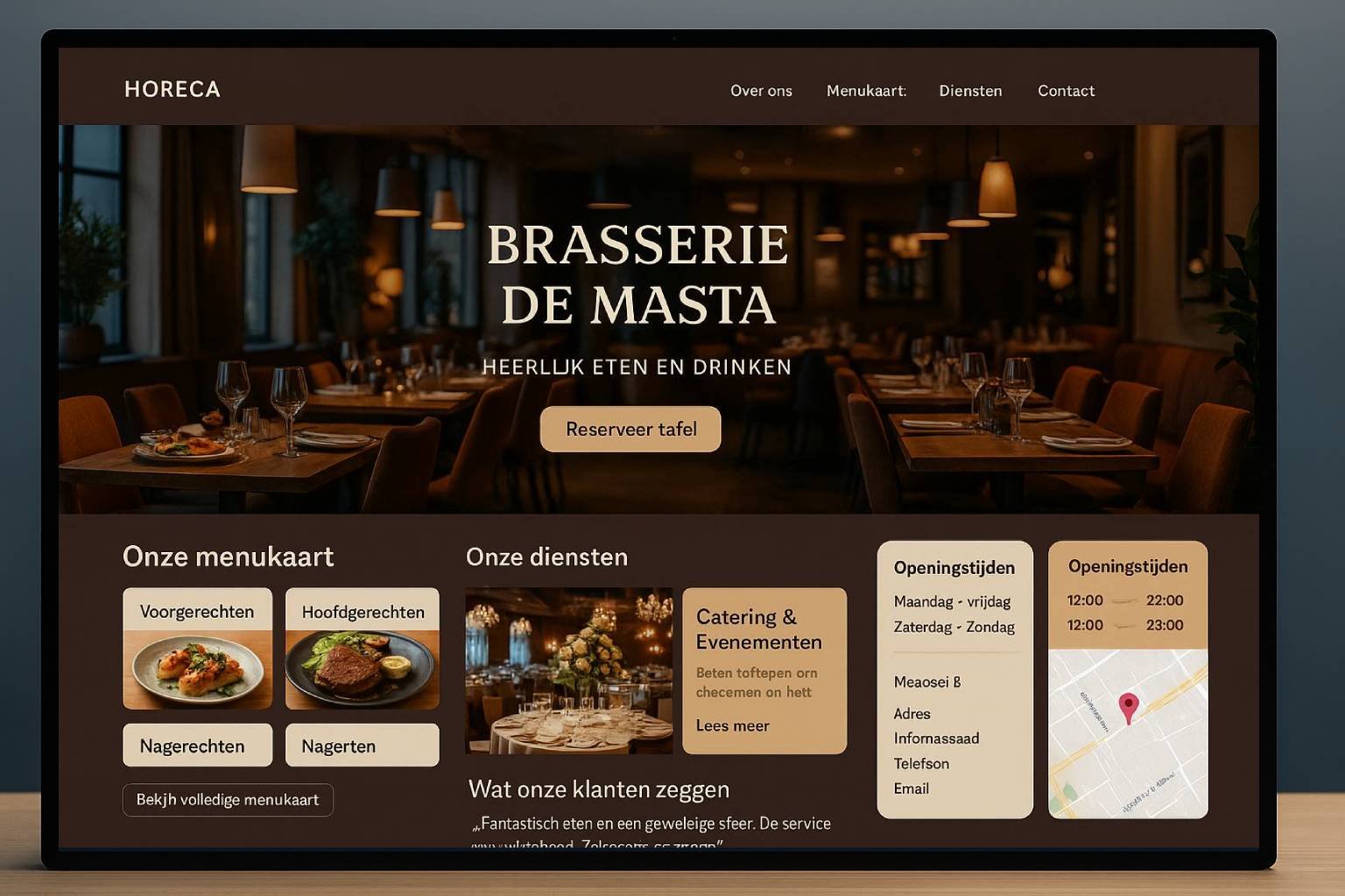 Webdesign voor horeca - restaurant website met online reservering