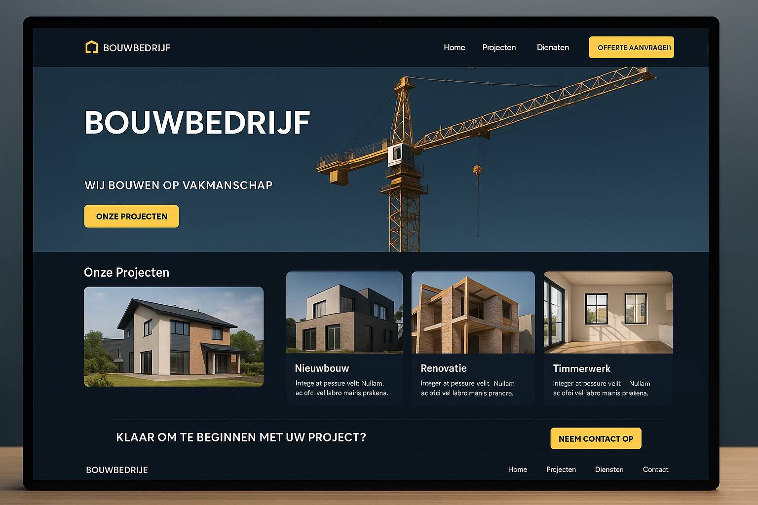 Webdesign voor bouwbedrijf - professionele website met moderne uitstraling